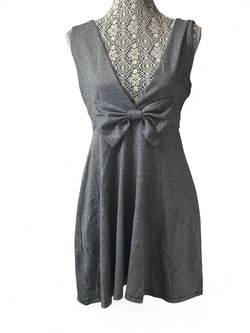 Monteau Silver Bow-Front A-Line Girls Dress